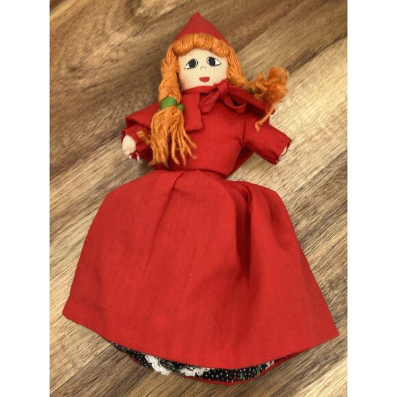 Vintage Handmade Cloth Doll Blue Gingham Dress Lace Trim 10” Sarah Montjoy - Picture 10 of 14